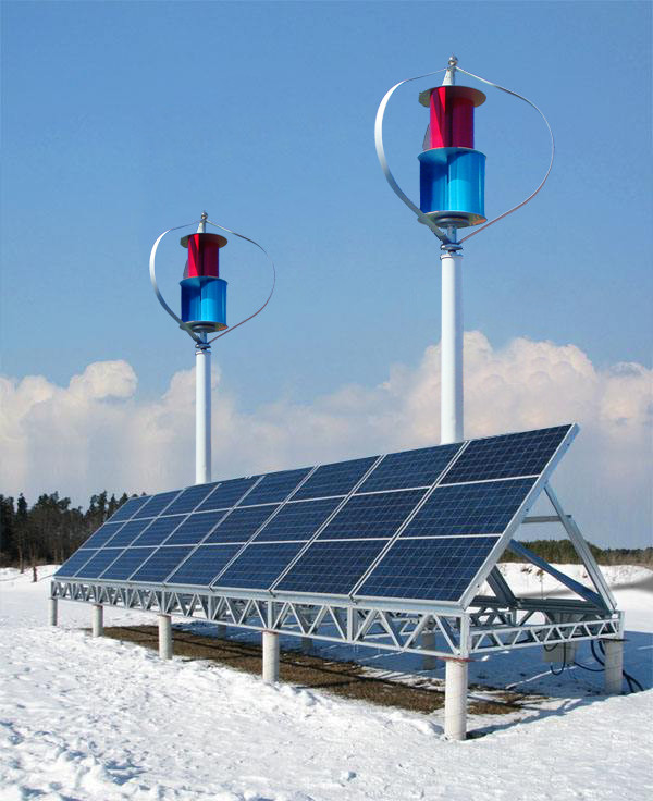 Off-grid wind solar hybrid system with 600W wind turbine with mono silicon solar PV for remote mountain area use