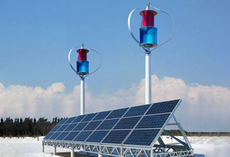 Off-grid wind solar hybrid system with 600W wind turbine with mono silicon solar PV for remote mountain area use